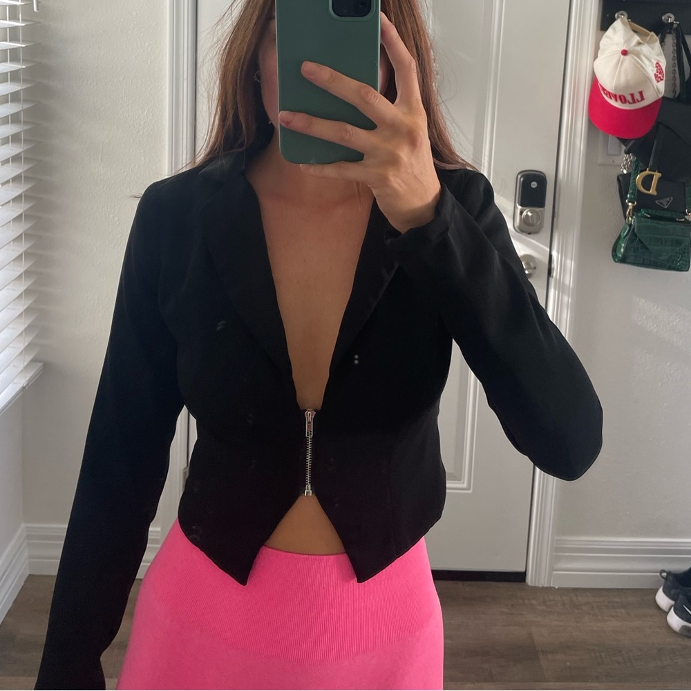 Superdown cropped zip up blazer